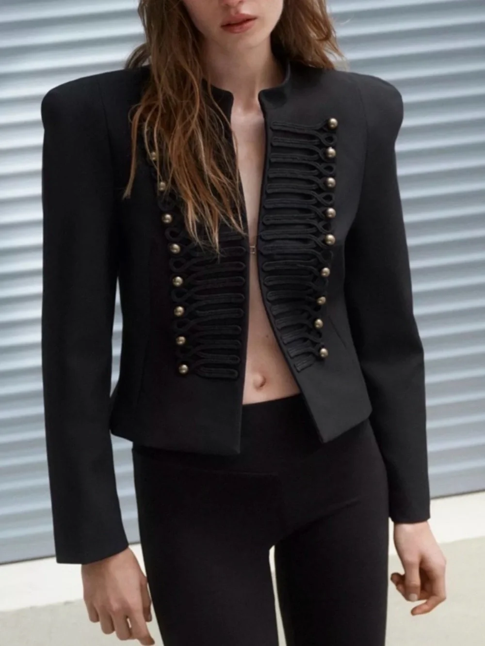 NWT ZARA FITTED BLAZER WITH SHOULDER PADS SIZE XS